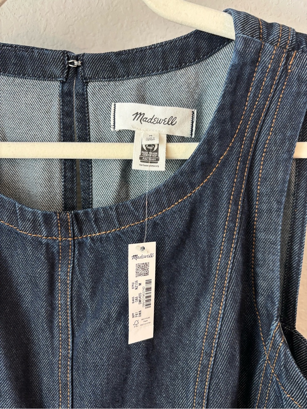 NWT Madewell Airy Denim Circle Mini Dress Rinse Wash Fit & Flare Size Medium - Picture 10 of 11